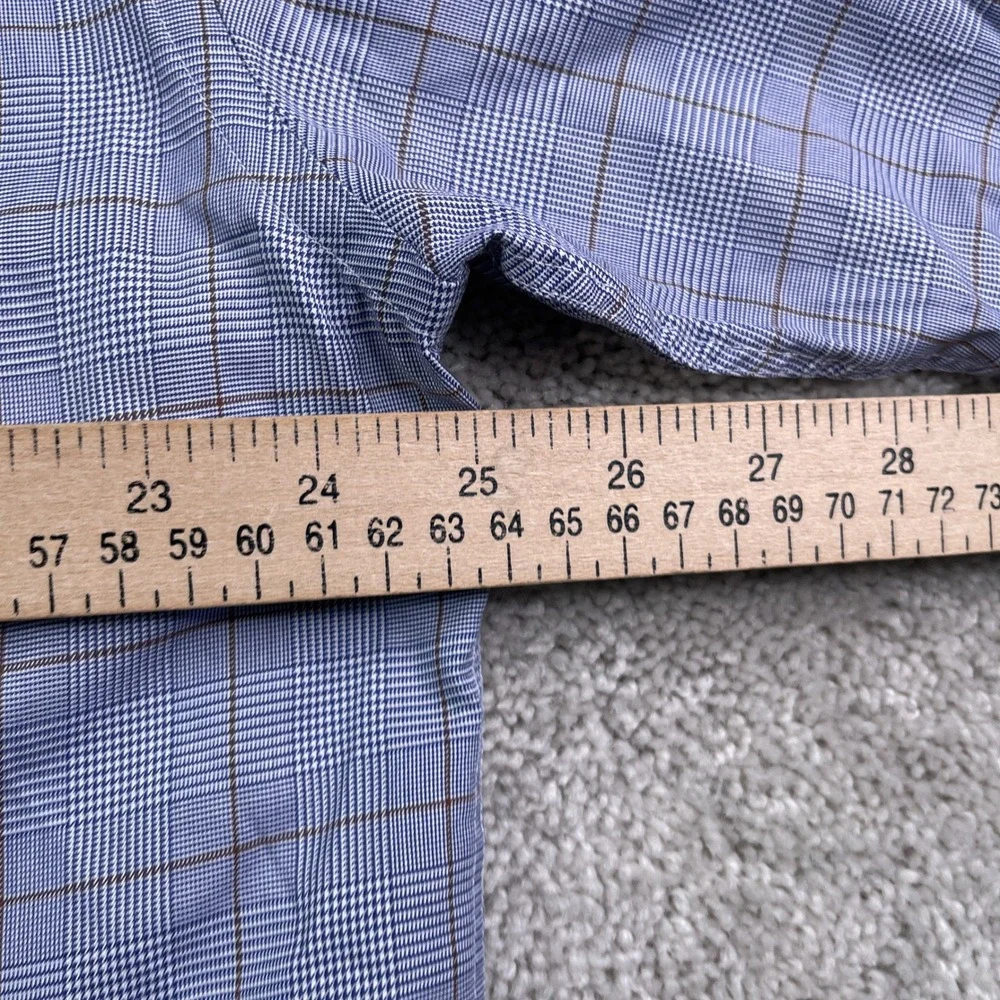 David Donahue Shirt Mens 16.5 34‎ Blue Glen Plaid Cotton Button Up Business